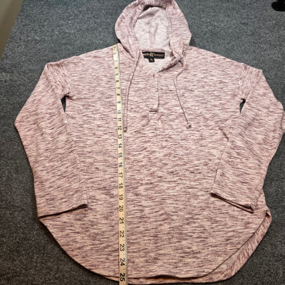Almost Famous Womens M Space Dye Hoodie Mauve Pink Lightweight Cottagecore Boho - Picture 10 of 14